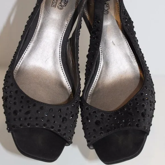 Coach And Four Beaded Shoes Sling- Back Pumps Heel Women's Size 7 Black