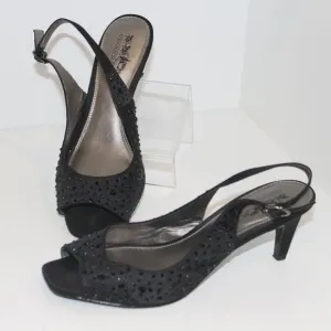 Coach And Four Beaded Shoes Sling- Back Pumps Heel Women's Size 7 Black