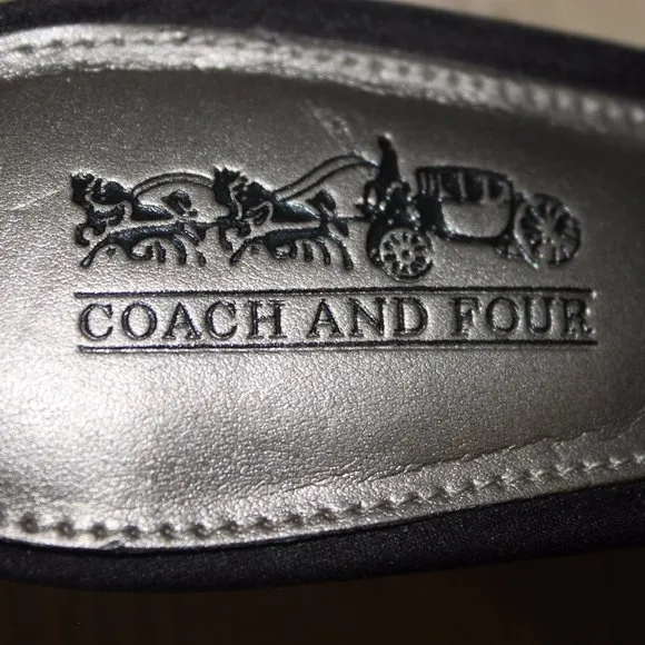 Coach And Four Beaded Shoes Sling- Back Pumps Heel Women's Size 7 Black
