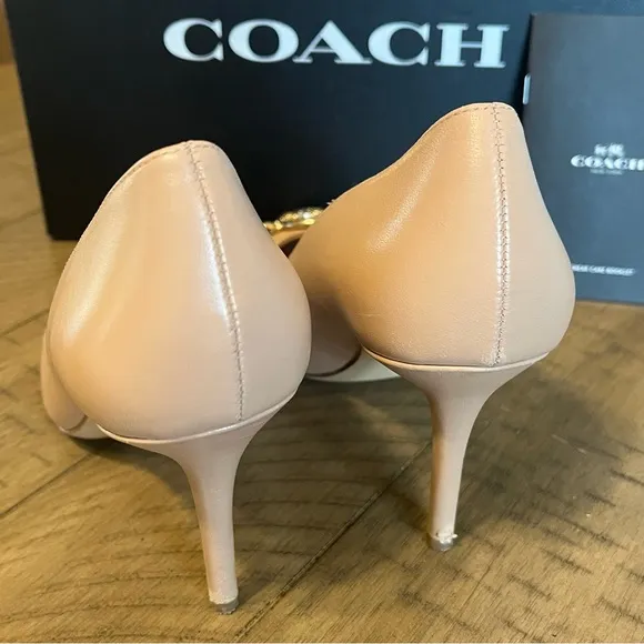 Coach Audrey 90 Leather Pump Heel in color Beechwood size 7b