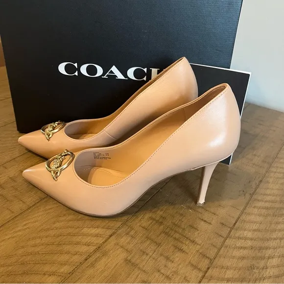 Coach Audrey 90 Leather Pump Heel in color Beechwood size 7b