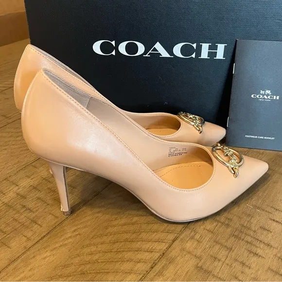 Coach Audrey 90 Leather Pump Heel in color Beechwood size 7b