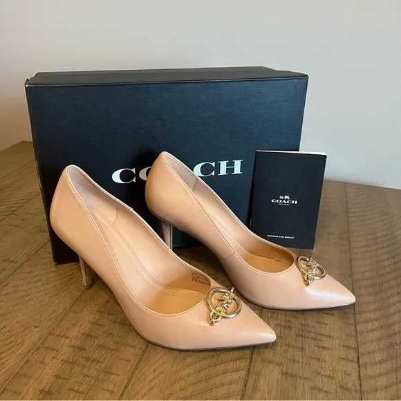 Coach Audrey 90 Leather Pump Heel in color Beechwood size 7b