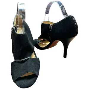 Coach Black Suede Peep Toe Heel Pumps Shoes Women's Size 8.5