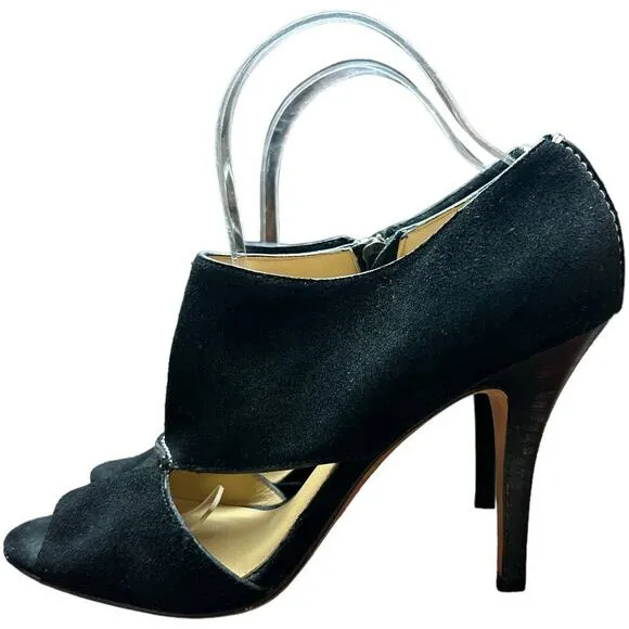 Coach Black Suede Peep Toe Heel Pumps Shoes Women's Size 8.5