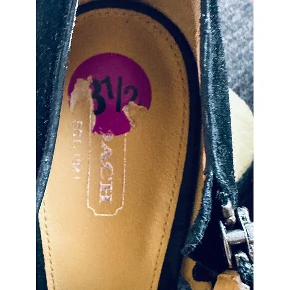 Coach Black Suede Peep Toe Heel Pumps Shoes Women's Size 8.5