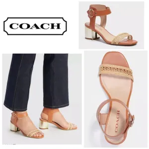 COACH Hazelnut Marci  Leather Sandal Sz 10B