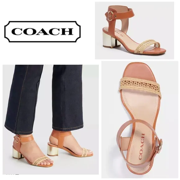 COACH Hazelnut Marci  Leather Sandal Sz 10B