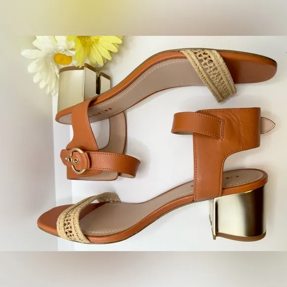 COACH Hazelnut Marci  Leather Sandal Sz 10B