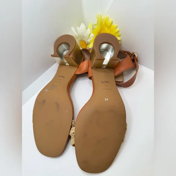 COACH Hazelnut Marci  Leather Sandal Sz 10B