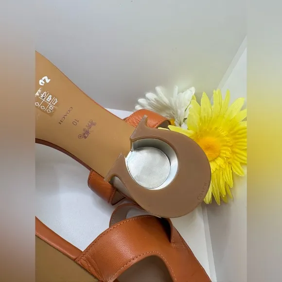 COACH Hazelnut Marci  Leather Sandal Sz 10B