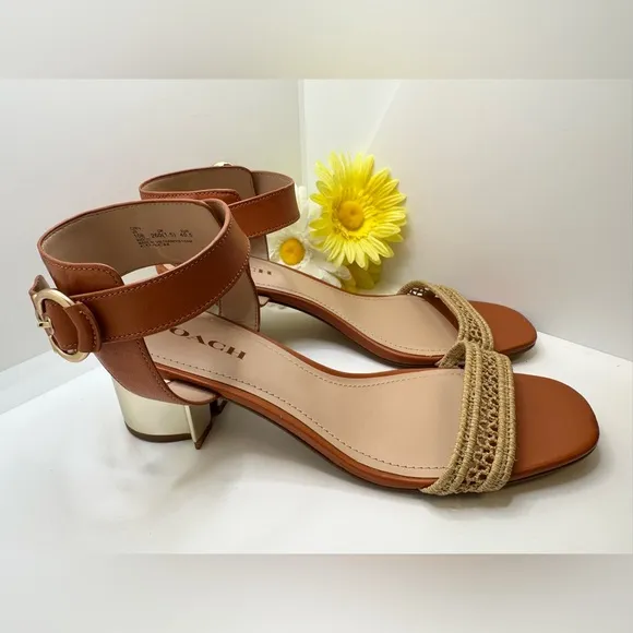COACH Hazelnut Marci  Leather Sandal Sz 10B