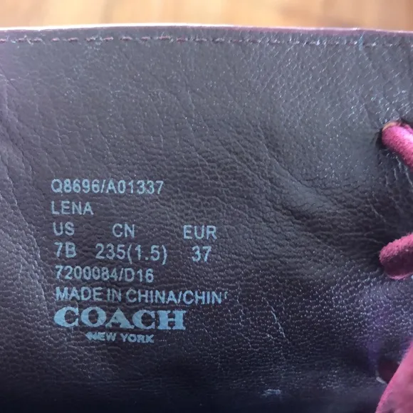 Coach Lena Lace Up Gladiator‎ Peep Toe Zip Back Bootie Burgundy Suede Sz 7 - EUC