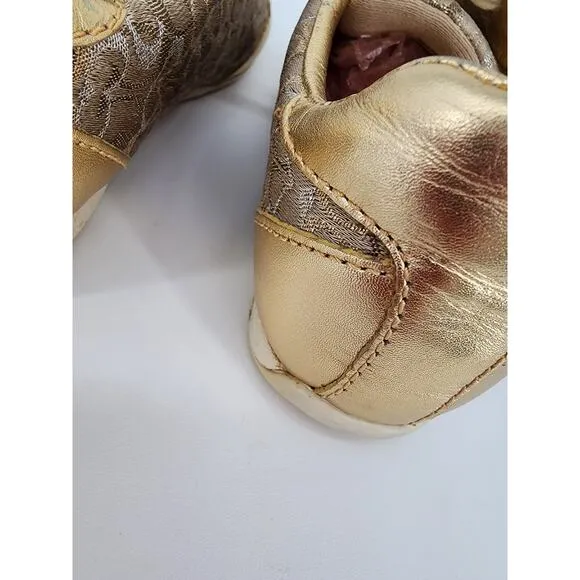 Coach Reese Gold Signature Jacquard Sneakers Women's Size 6