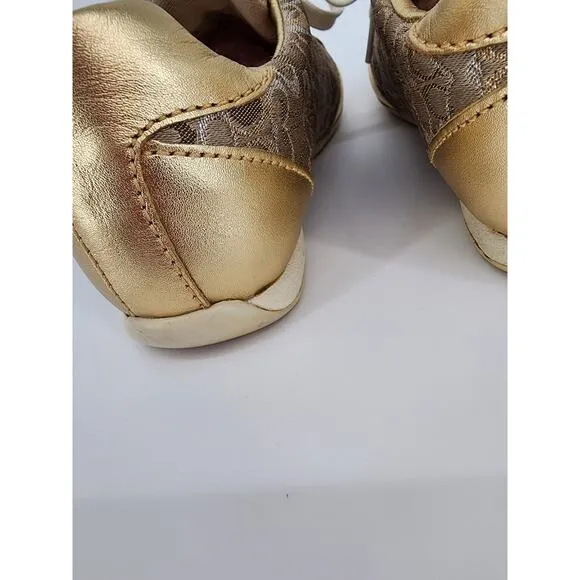 Coach Reese Gold Signature Jacquard Sneakers Women's Size 6