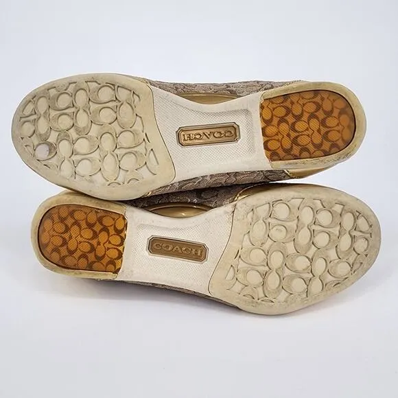 Coach Reese Gold Signature Jacquard Sneakers Women's Size 6