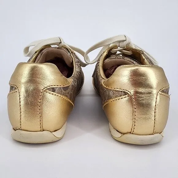 Coach Reese Gold Signature Jacquard Sneakers Women's Size 6