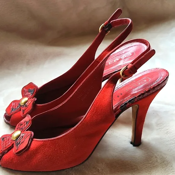 Coach Suede Women's Red Slingback Heels