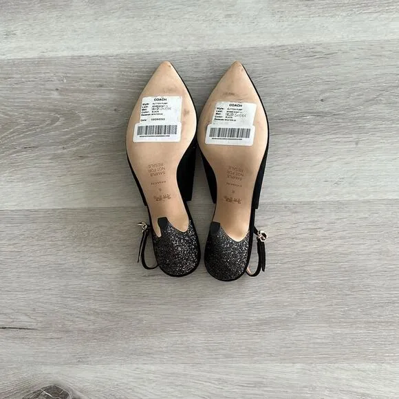 Coach Sutton Glitter Slingback Pump Black 6 New Without Box