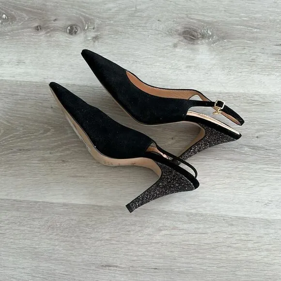 Coach Sutton Glitter Slingback Pump Black 6 New Without Box
