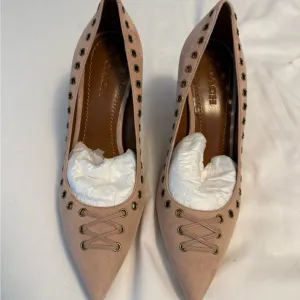 Coach Tan Heels with Elegant Tie Design