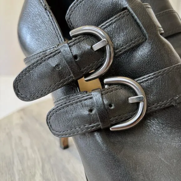 Coach Women's Alexia Black Leather Peep Toe Heels Pumps US Size 8 B