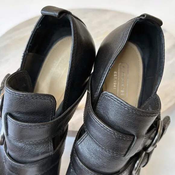 Coach Women's Alexia Black Leather Peep Toe Heels Pumps US Size 8 B