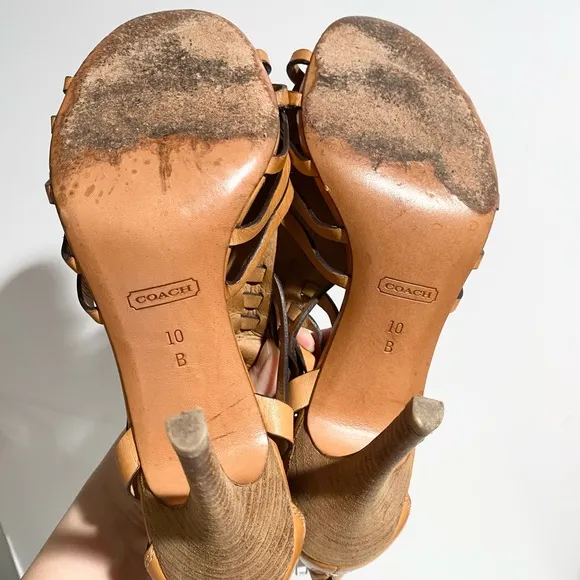 Coach Women’s Huarache Gladiator Open Tie Heeled Sandals Size 10