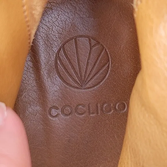 Coclico Brown Tan Leather Ankle Heel Zipper Booties Shoes Size 39.5