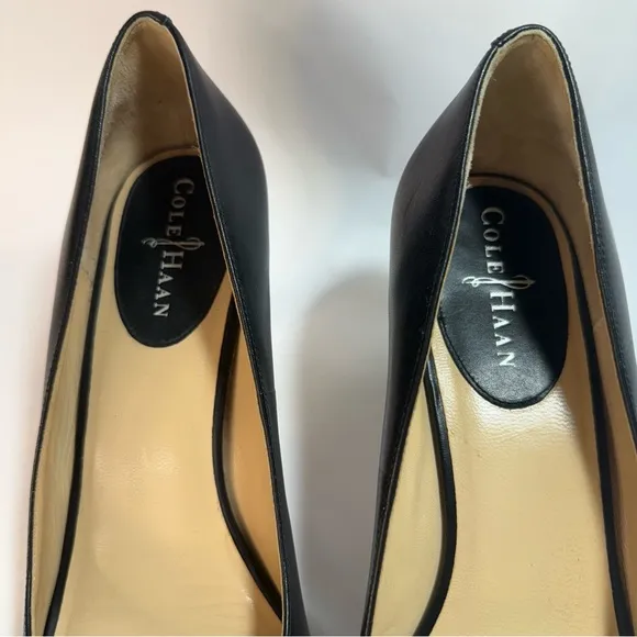 Cole Haan Black Leather Open Toe Heels 10B