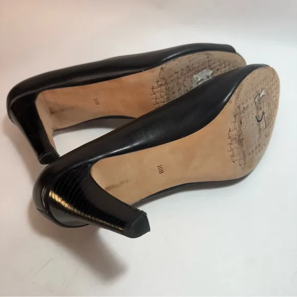Cole Haan Black Leather Open Toe Heels 10B