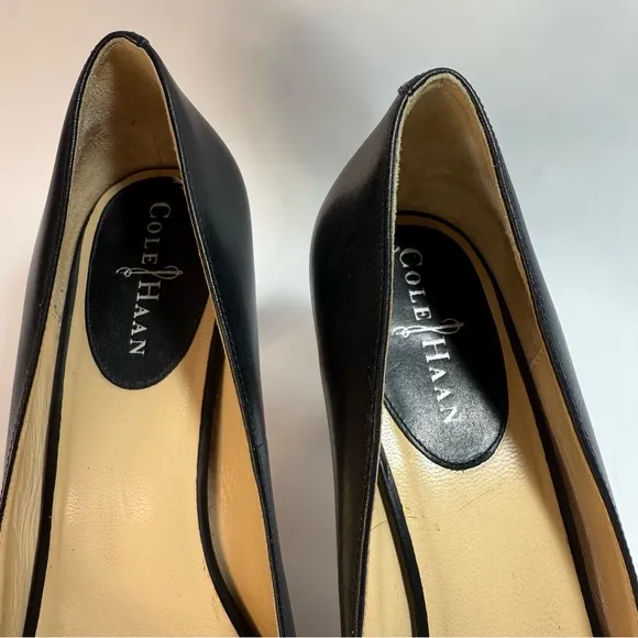 Cole Haan Black Leather Open Toe Heels 10B