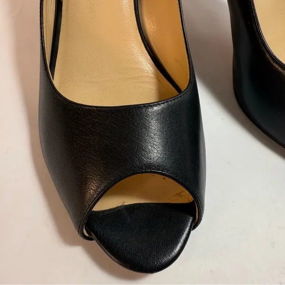 Cole Haan Black Leather Open Toe Heels 10B