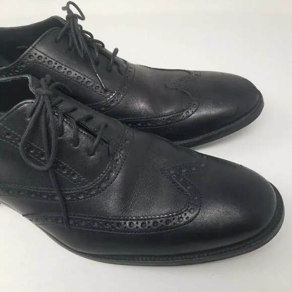 COLE HAAN BLACK LEATHER TIE PROFESSIONAL SHOES. SIZE 10.5&quot;M.