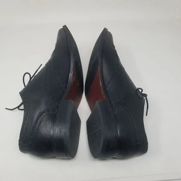 COLE HAAN BLACK LEATHER TIE PROFESSIONAL SHOES. SIZE 10.5&quot;M.