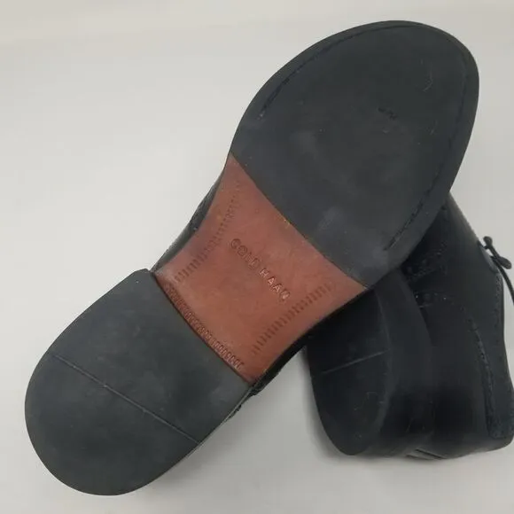 COLE HAAN BLACK LEATHER TIE PROFESSIONAL SHOES. SIZE 10.5&quot;M.