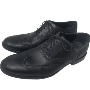 COLE HAAN BLACK LEATHER TIE PROFESSIONAL SHOES. SIZE 10.5&quot;M.