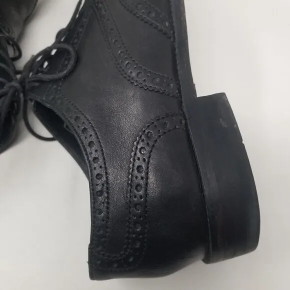 COLE HAAN BLACK LEATHER TIE PROFESSIONAL SHOES. SIZE 10.5&quot;M.