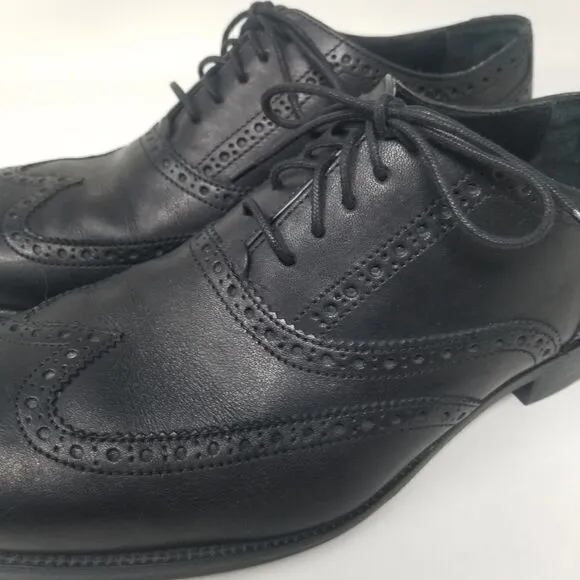 COLE HAAN BLACK LEATHER TIE PROFESSIONAL SHOES. SIZE 10.5&quot;M.