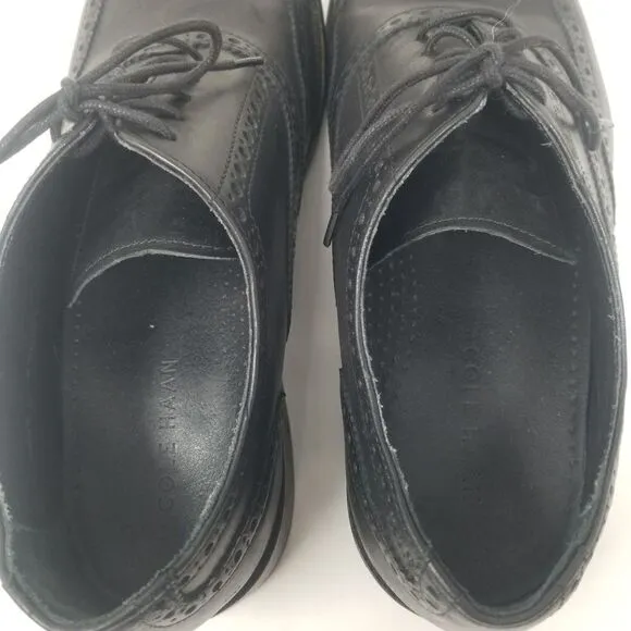 COLE HAAN BLACK LEATHER TIE PROFESSIONAL SHOES. SIZE 10.5&quot;M.