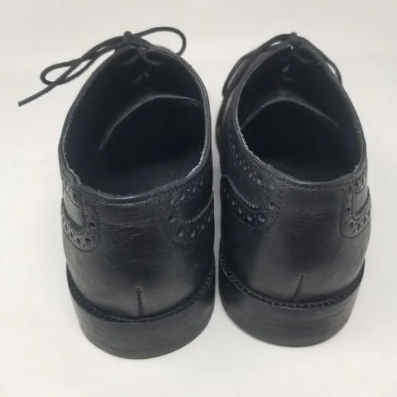COLE HAAN BLACK LEATHER TIE PROFESSIONAL SHOES. SIZE 10.5&quot;M.