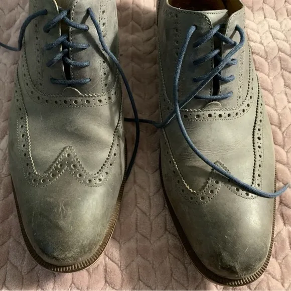 Cole Haan Gray Leather Dress SHOES Wingtip Oxford Baroque men’s size 13