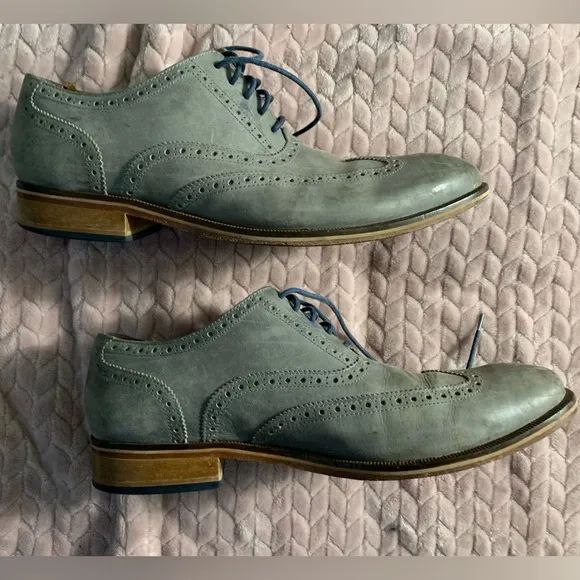 Cole Haan Gray Leather Dress SHOES Wingtip Oxford Baroque men’s size 13