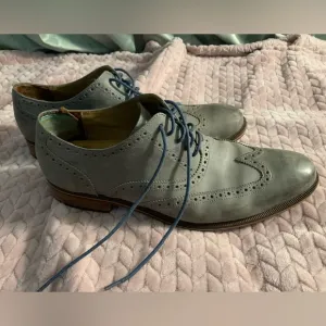 Cole Haan Gray Leather Dress SHOES Wingtip Oxford Baroque men’s size 13