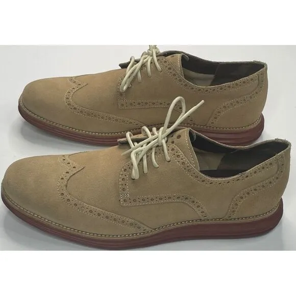 Cole‎ Haan Lunargrand Wing Tip Milkshake Suede Men's Dress Shoes Size 13 M