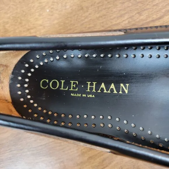Cole Haan Mens Dress Shoes 10.5 D Black Leather Pinch Tassel Loafer Made in USA