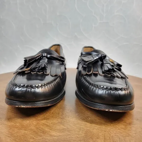 Cole Haan Mens Dress Shoes 10.5 D Black Leather Pinch Tassel Loafer Made in USA