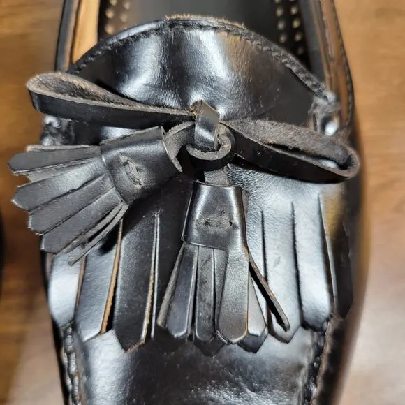 Cole Haan Mens Dress Shoes 10.5 D Black Leather Pinch Tassel Loafer Made in USA