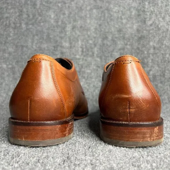 Cole Haan Mens Harrison Derby Cap Toe 13 M Brown Tan Leather Oxford Dress Shoes
