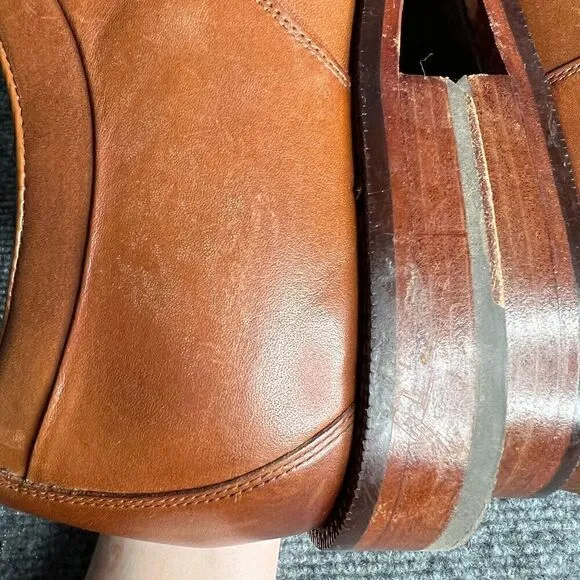 Cole Haan Mens Harrison Derby Cap Toe 13 M Brown Tan Leather Oxford Dress Shoes